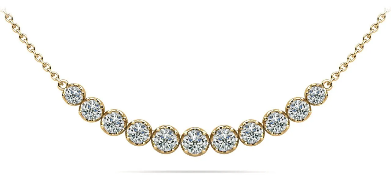 Classic Strand Necklace With Graduated Diamonds And Diamond Chain  with 0.99 ct.(finished)