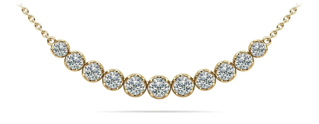 Classic Strand Necklace With Graduated Diamonds And Diamond Chain  with 0.99 ct.(finished)