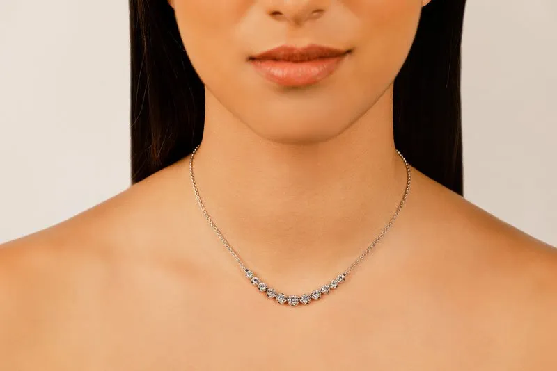 Classic Strand Necklace With Graduated Diamonds And Diamond Chain  with 0.99 ct.(finished)