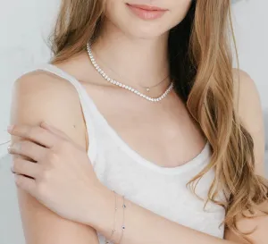 Classic Tennis Necklace Finished in Pure Platinum - 16"