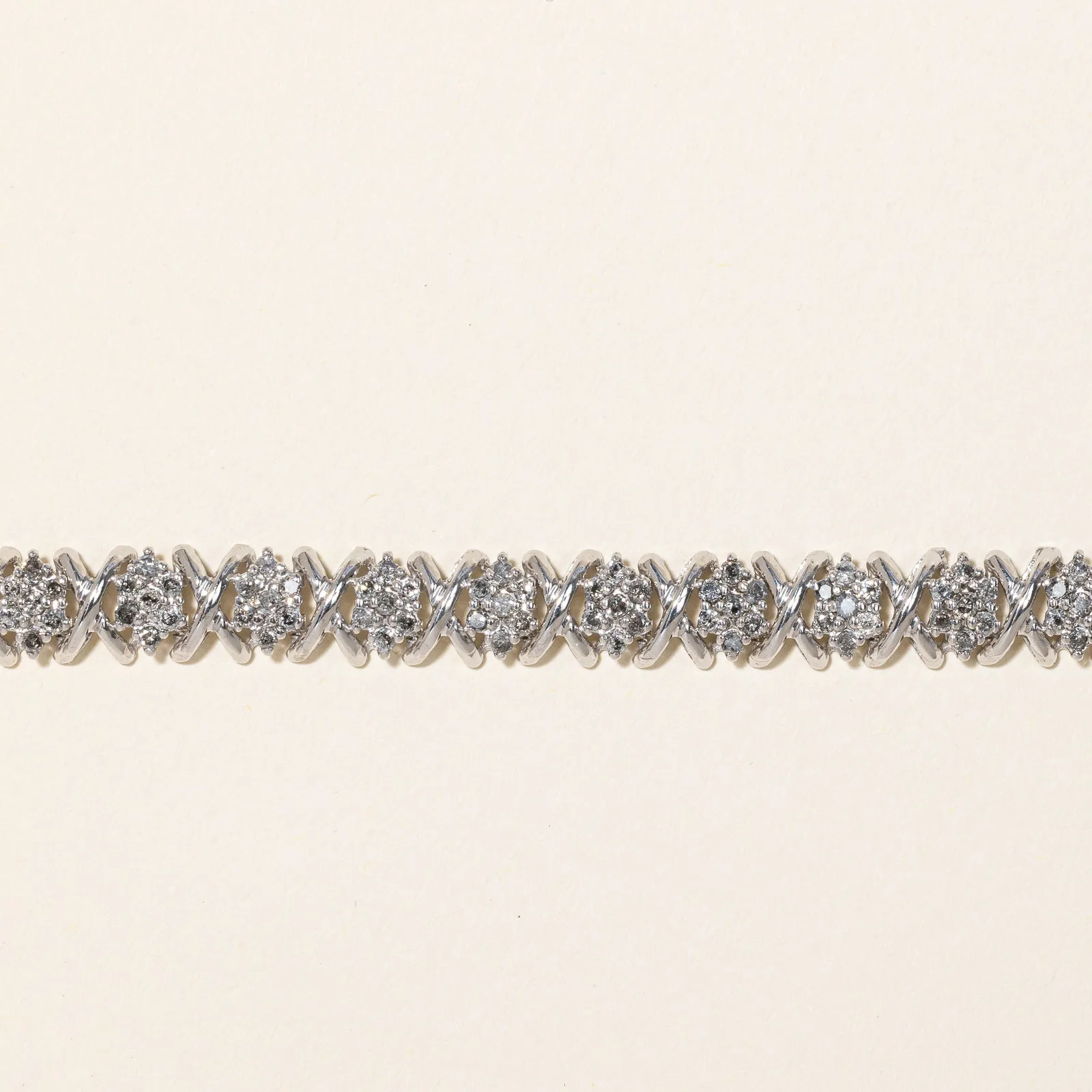 Cluster Diamond White Gold Bracelet | 1.61ctw | 7"|