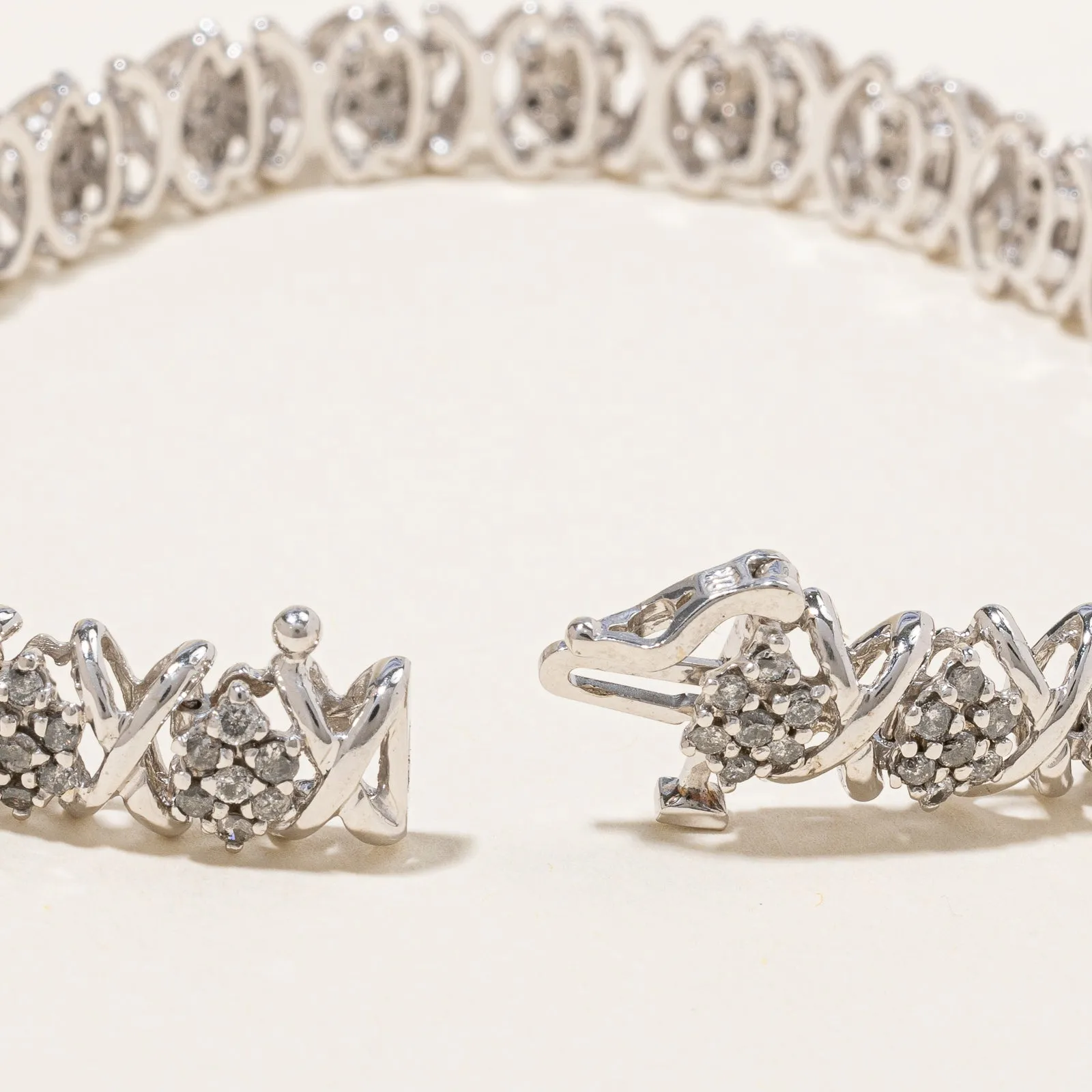 Cluster Diamond White Gold Bracelet | 1.61ctw | 7"|