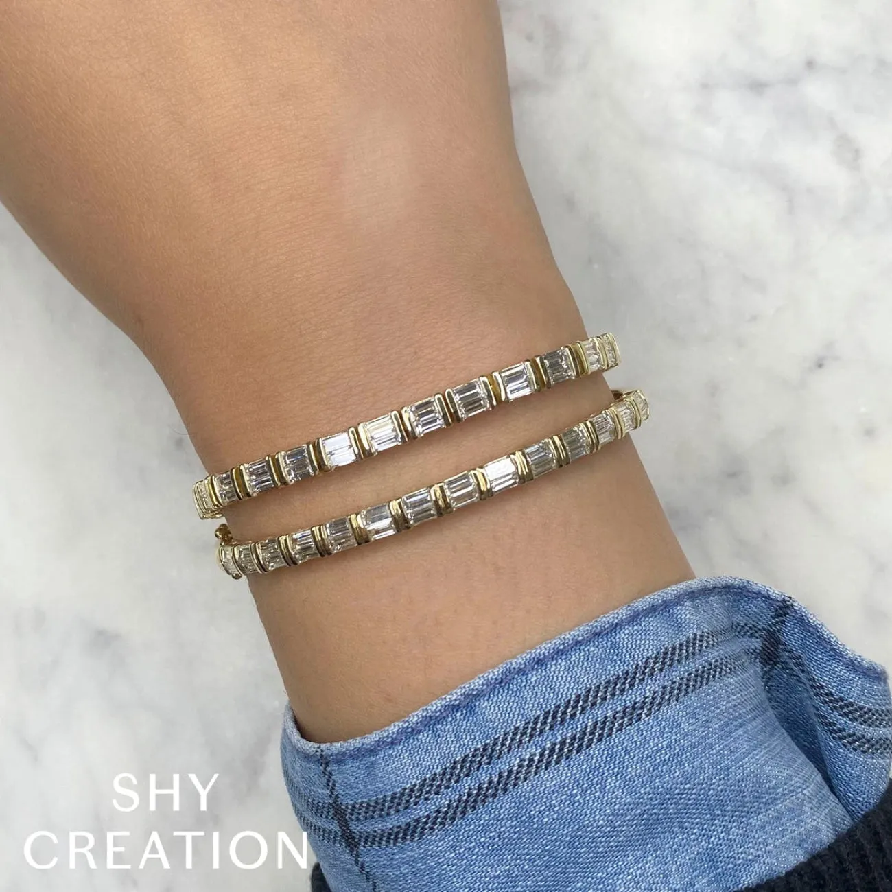Colette 14K Yellow Gold Diamond Baguette Tennis Bracelet