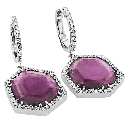 Color Earring in 18k Gold with Diamonds