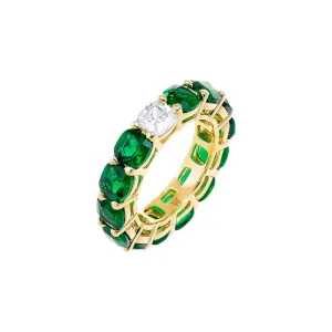 Colored Cushion Cut W/ Single Stone Eternity Band
