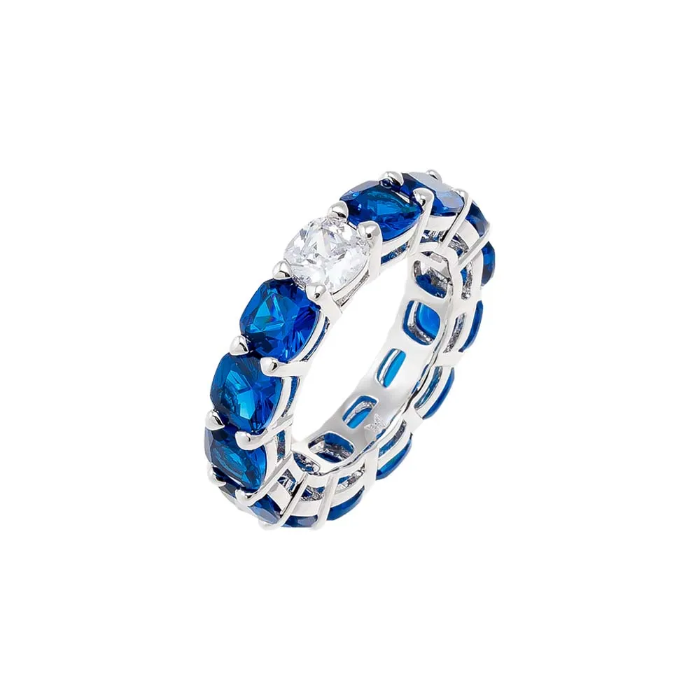 Colored Cushion Cut W/ Single Stone Eternity Band