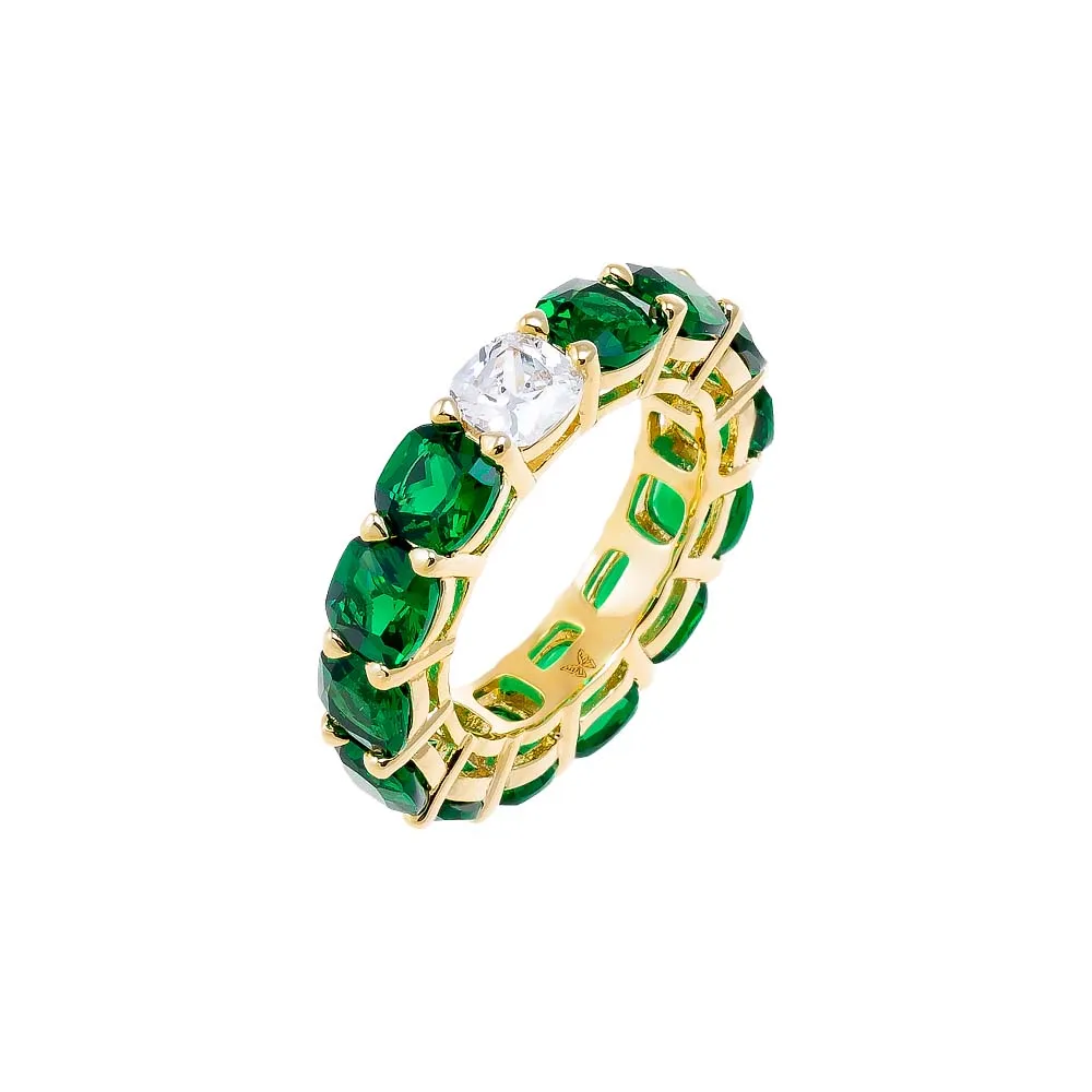 Colored Cushion Cut W/ Single Stone Eternity Band