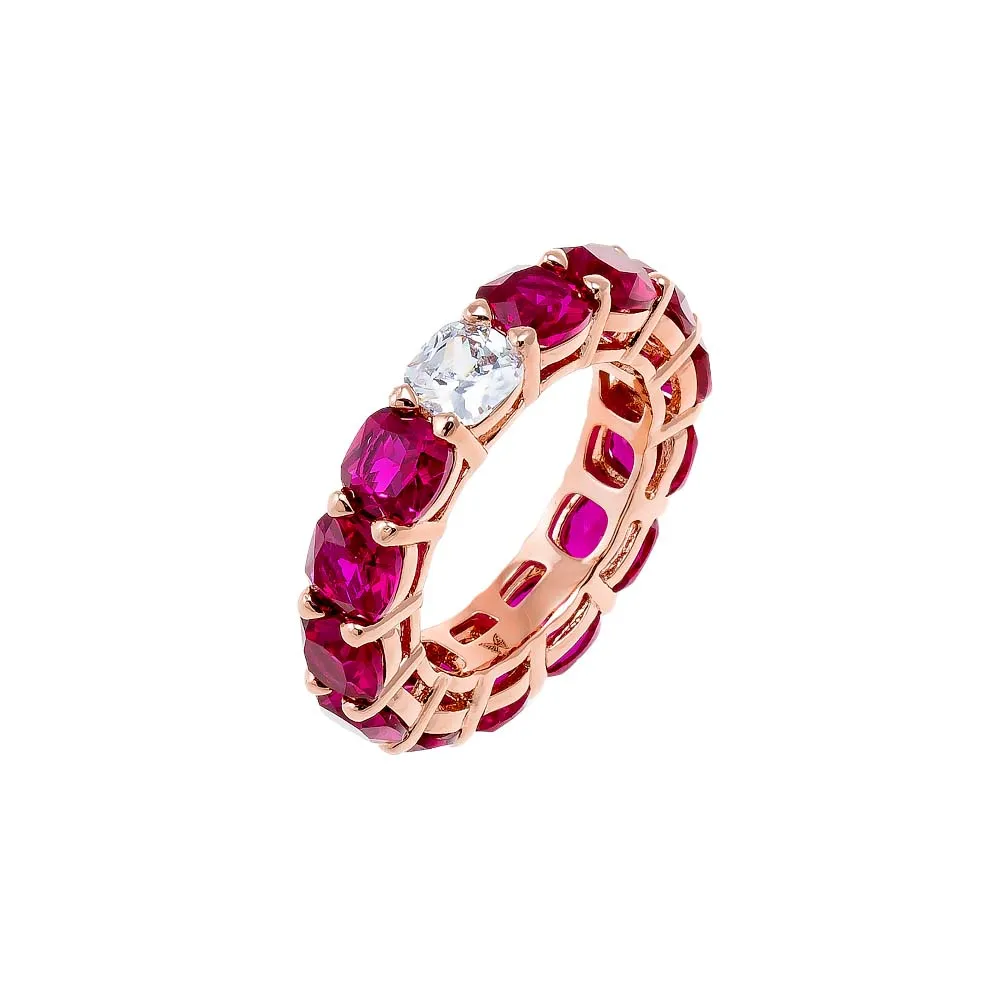 Colored Cushion Cut W/ Single Stone Eternity Band