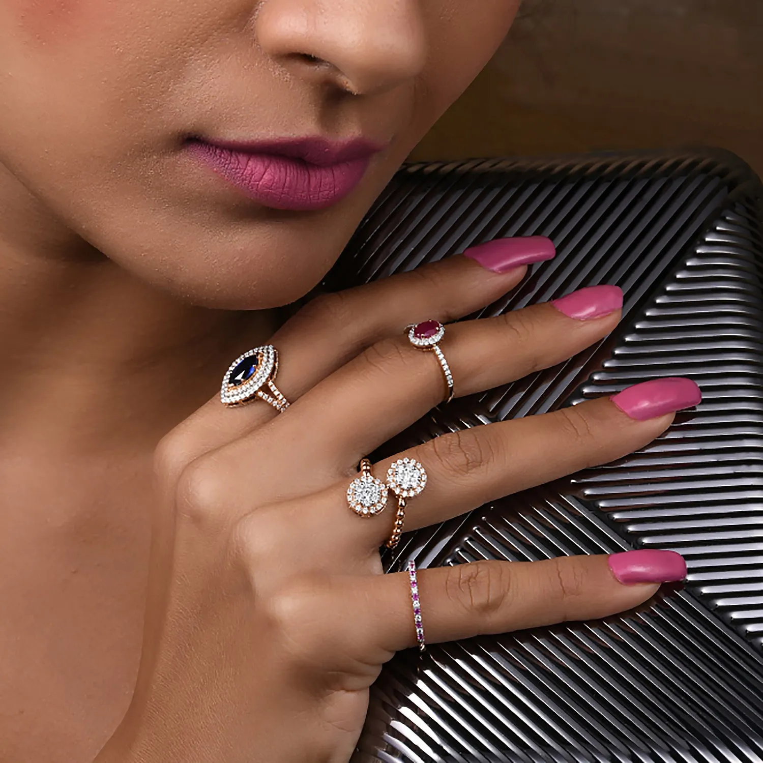 Composite Diamond Open Statement Ring