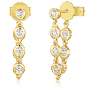 Cool Mom Bezeled Diamond Chain Earrings