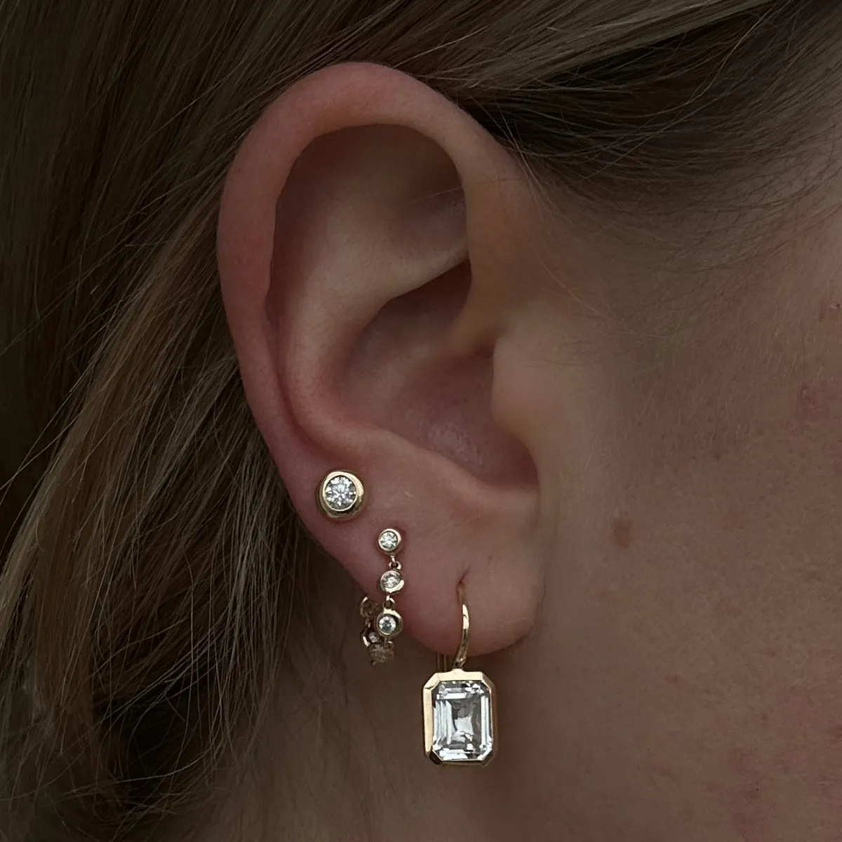 Cool Mom Bezeled Diamond Chain Earrings