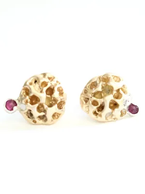 Coral & Ruby Stud earrings