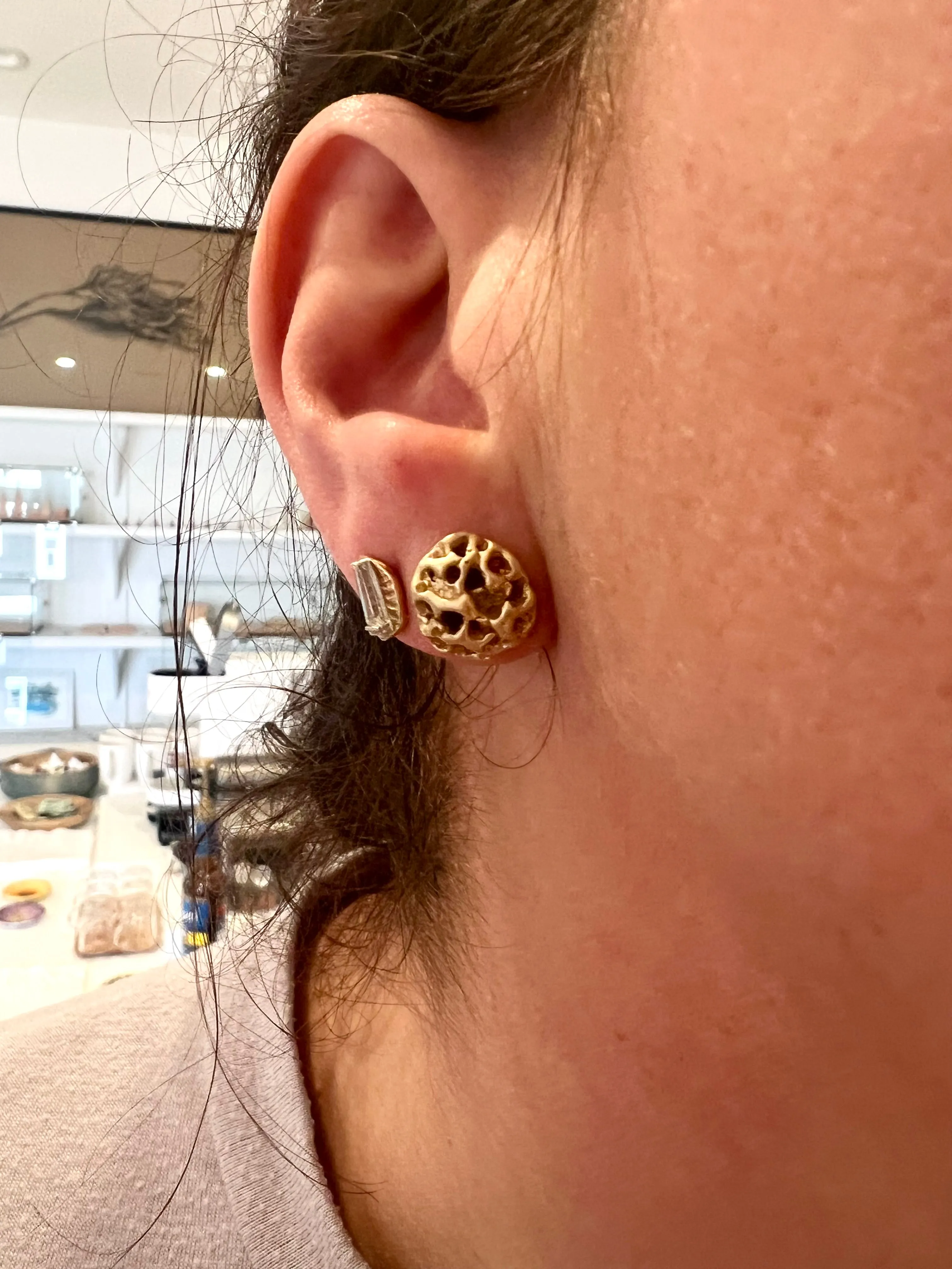 Coral & Ruby Stud earrings