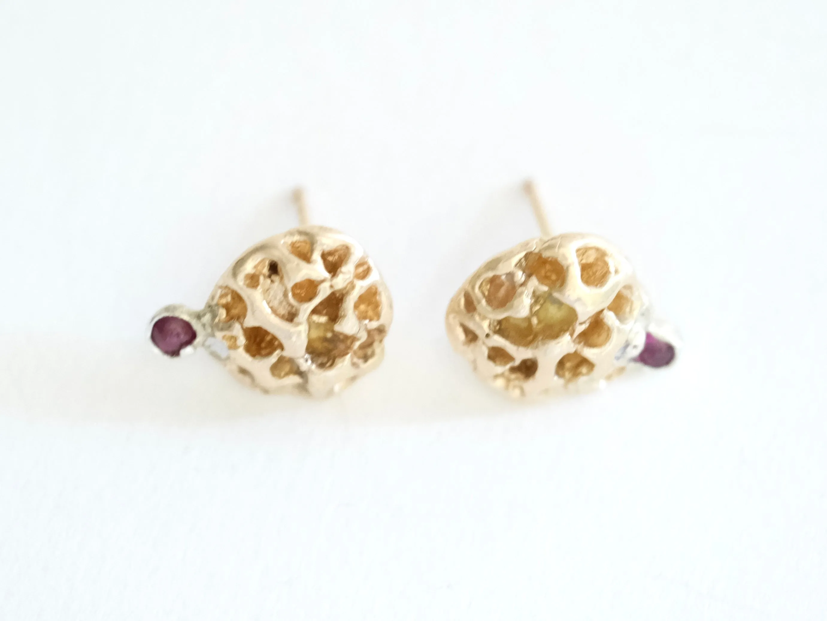 Coral & Ruby Stud earrings