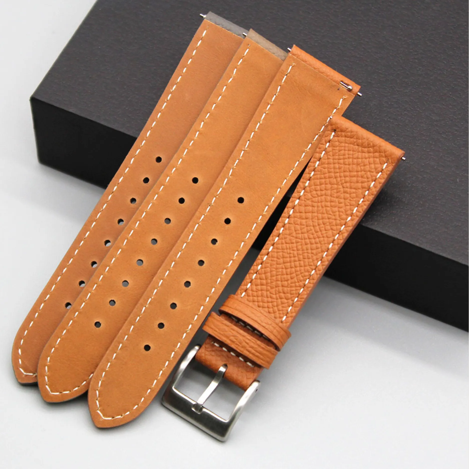 Crimson Red Epsom Leather Slim Apple Watch Strap