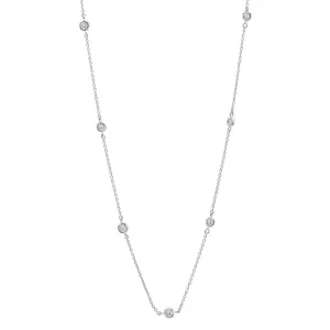 Crislu Bezel 16" Necklace Finished in Pure Platinum - 2mm