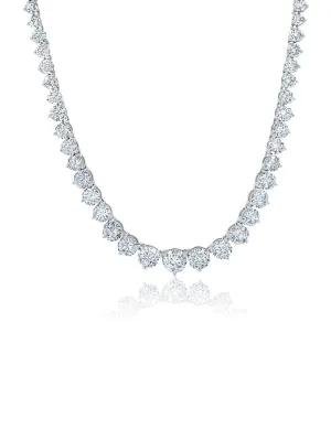 Crislu Classic Graduated Tennis Necklace Finished in Pure Platinum 16"