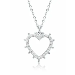CRISLU Motif Heart Pendant Necklace finished in Pure Platinum