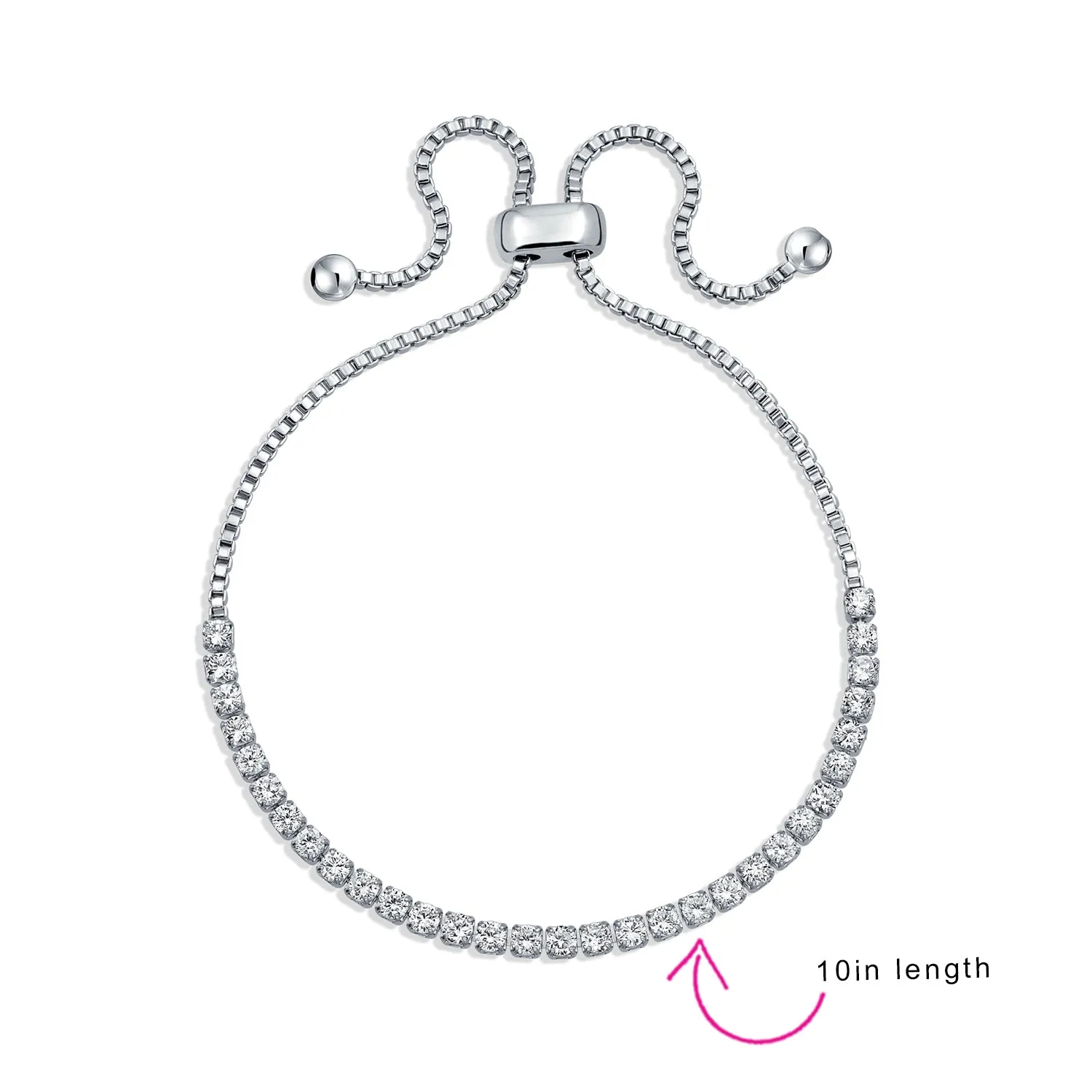 Cubic Zirconia CZ Slide Bolo Style Tennis Bracelet Rose Gold Plated Adjustable