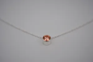 Cubic Zirconia Morganite Bezel Setting Silver Pedant Necklace