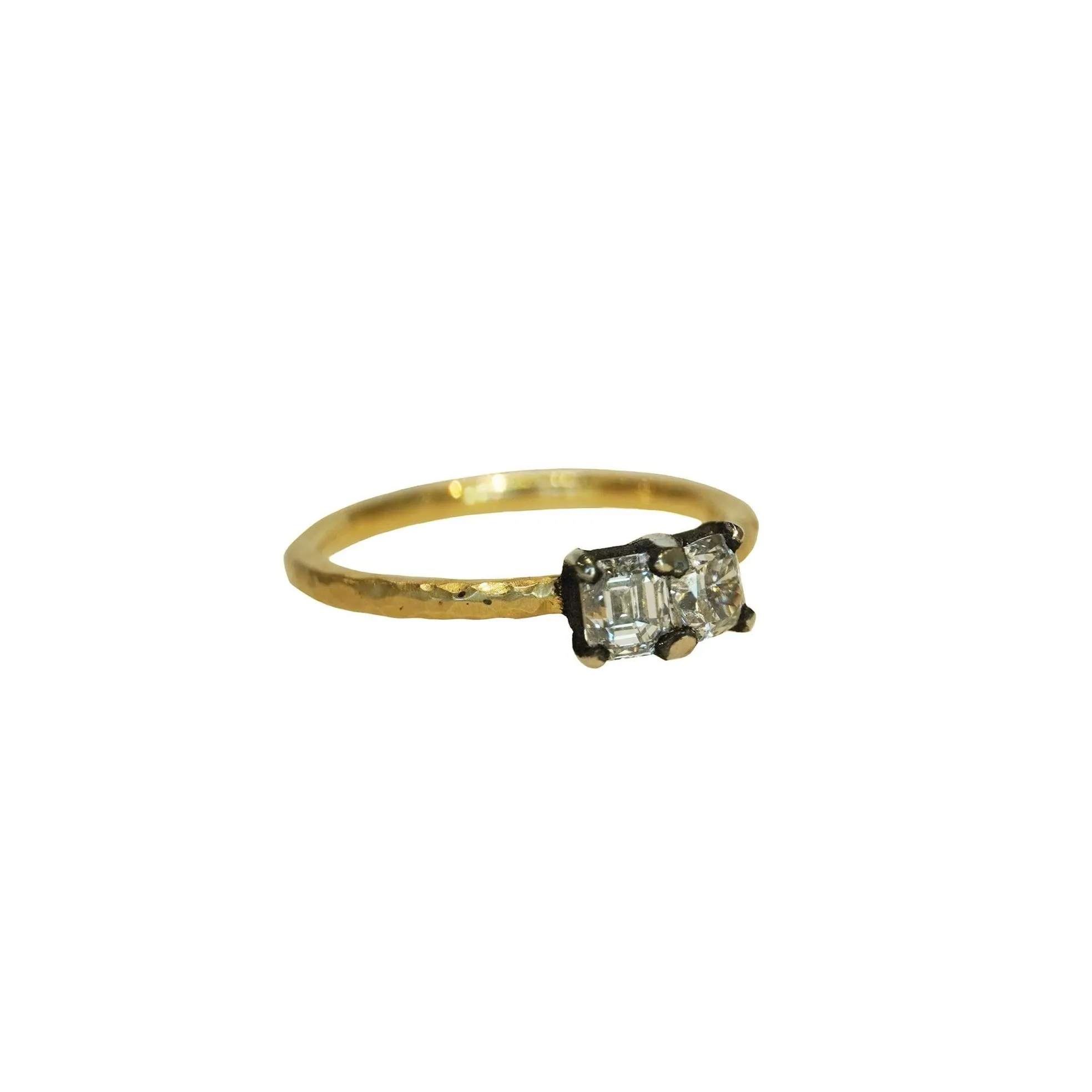 Cushion & Emerald Cut Diamond Solitaire Ring