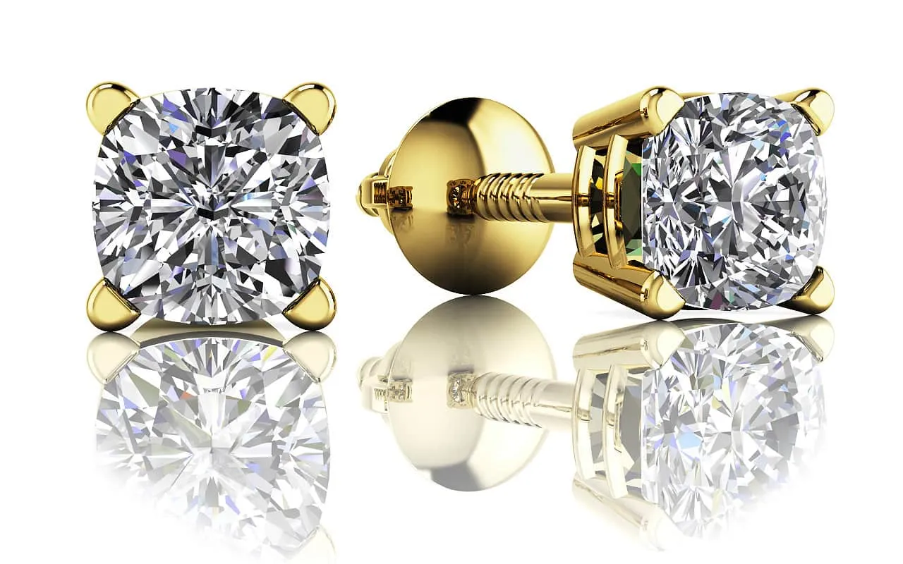 Cushion Cut Diamond Diamond Studs with 1.00 ct.(finished) 4.5mm