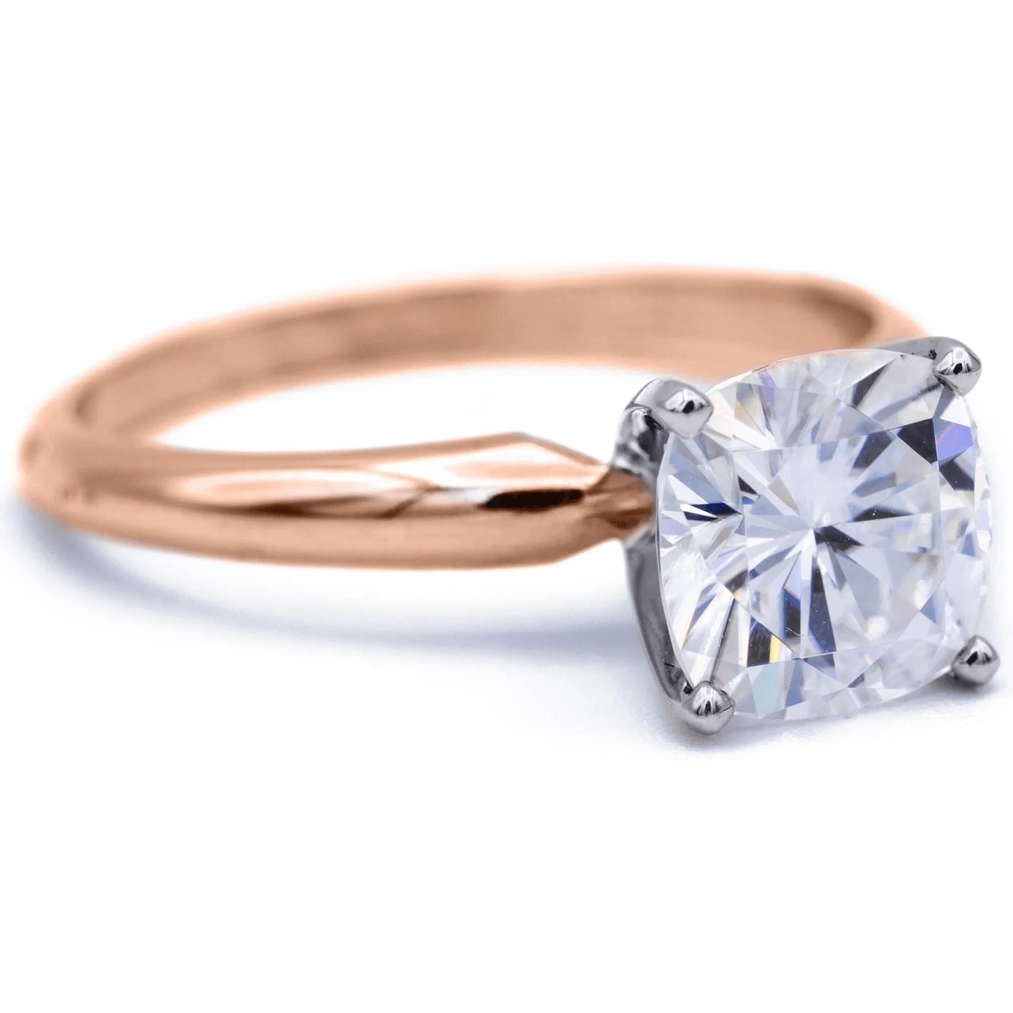 Cushion Moissanite 4 Prongs FANCY Solitaire Ring