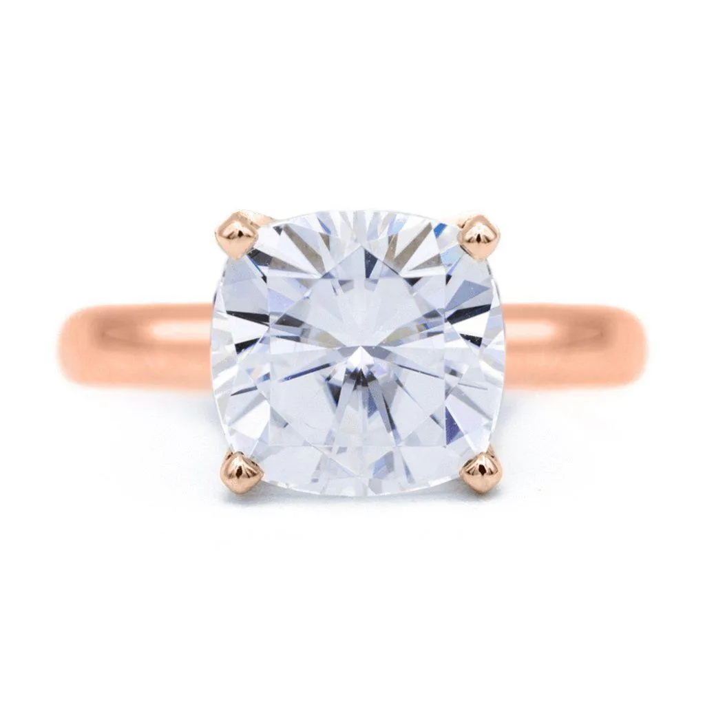 Cushion Moissanite 4 Prongs FANCY Solitaire Ring