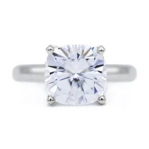 Cushion Moissanite 4 Prongs FANCY Solitaire Ring