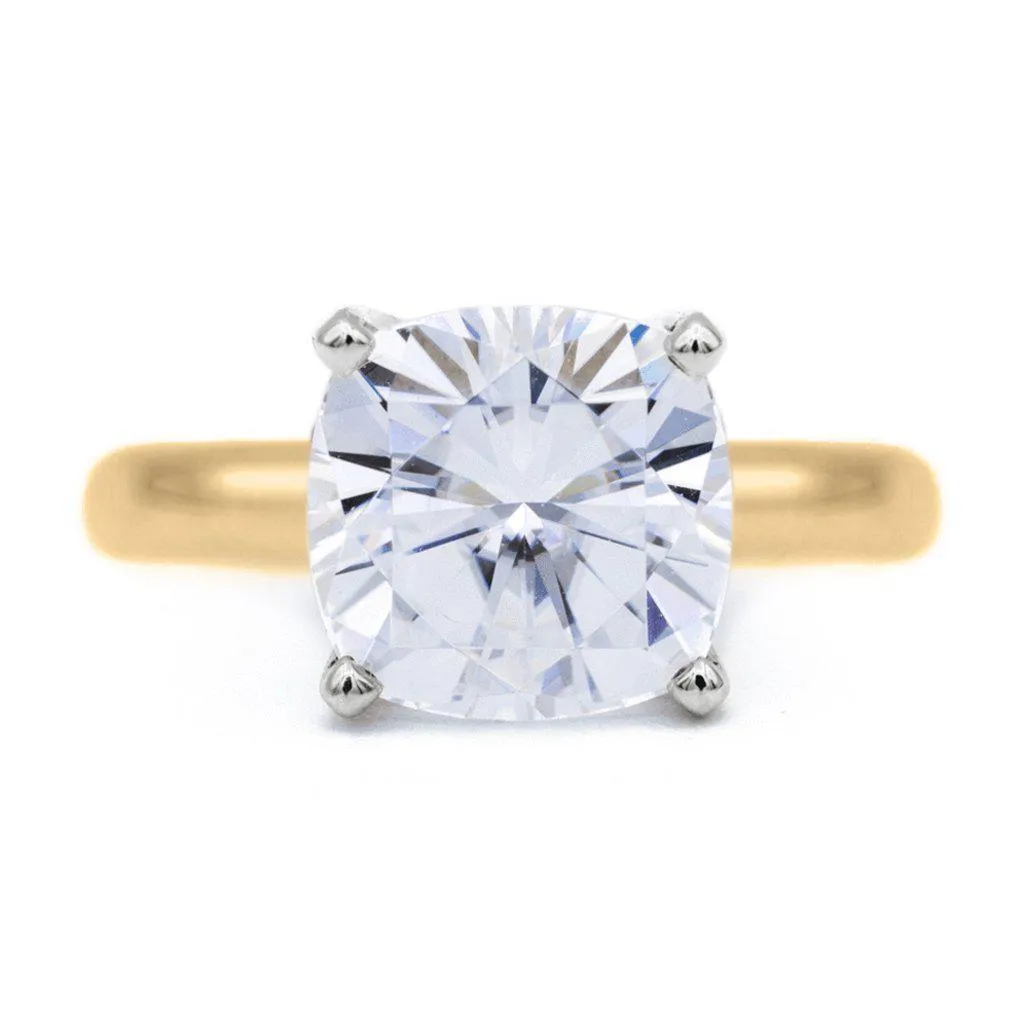 Cushion Moissanite 4 Prongs FANCY Solitaire Ring