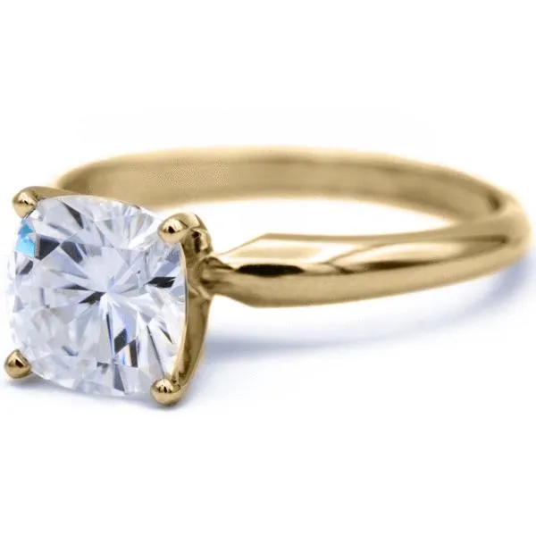 Cushion Moissanite 4 Prongs FANCY Solitaire Ring