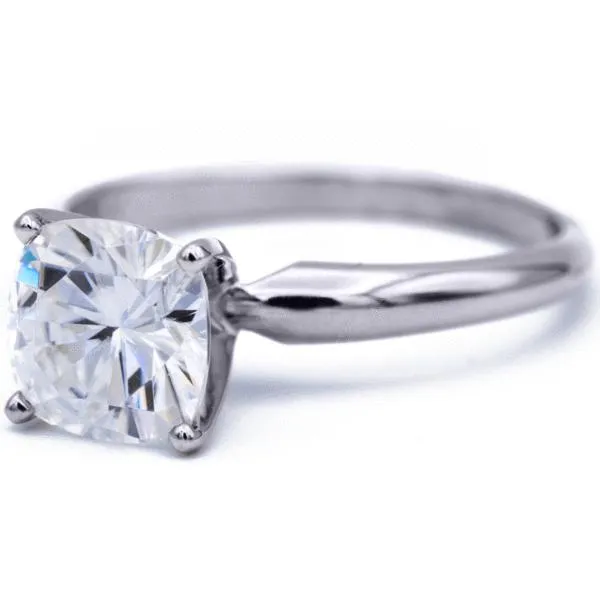 Cushion Moissanite 4 Prongs FANCY Solitaire Ring