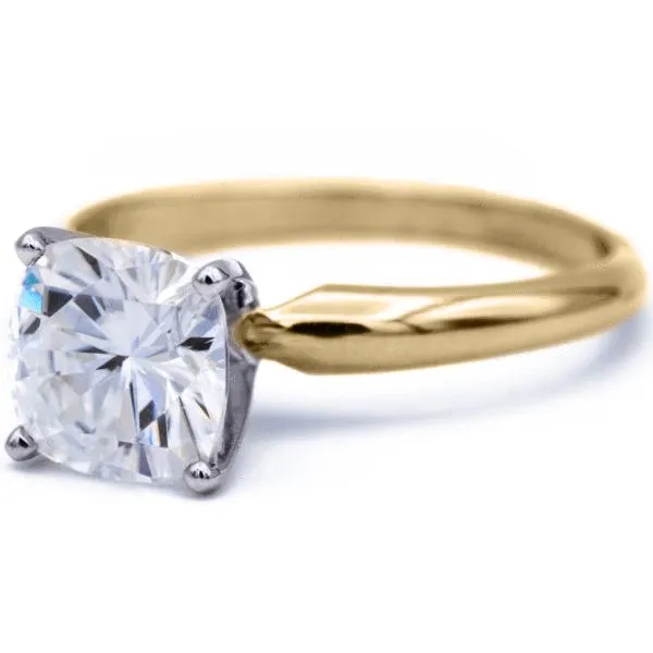 Cushion Moissanite 4 Prongs FANCY Solitaire Ring
