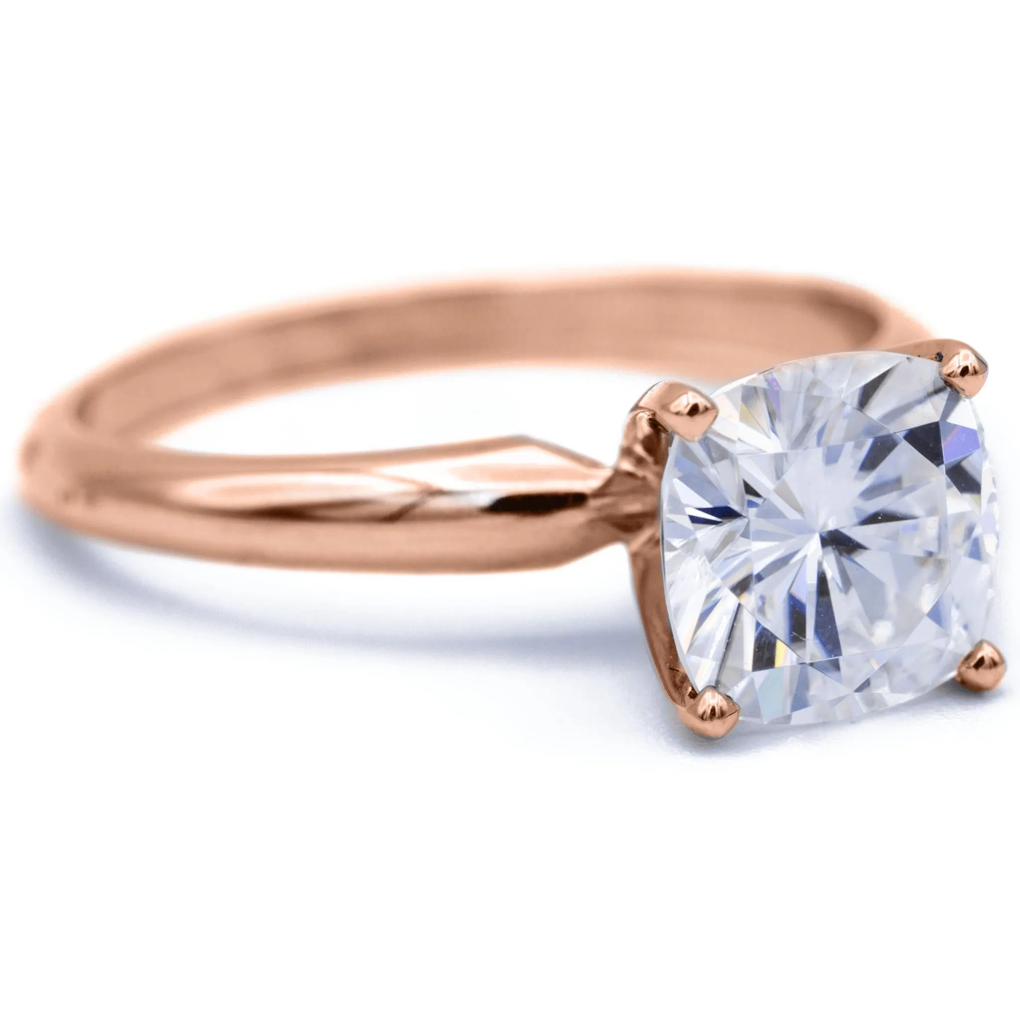 Cushion Moissanite 4 Prongs FANCY Solitaire Ring