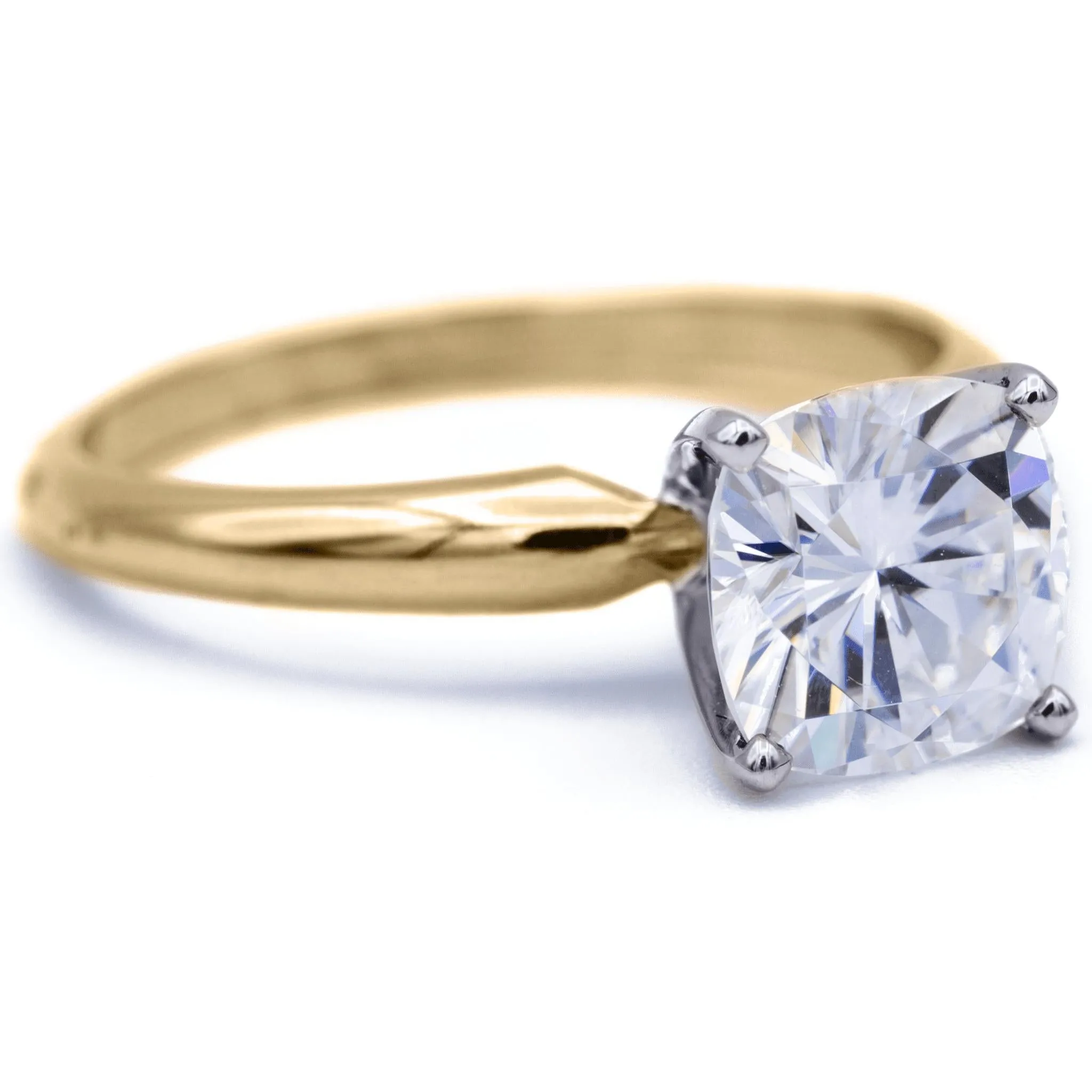 Cushion Moissanite 4 Prongs FANCY Solitaire Ring