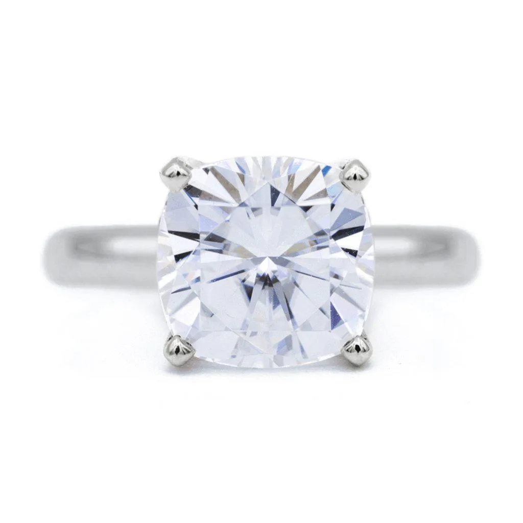 Cushion Moissanite 4 Prongs FANCY Solitaire Ring