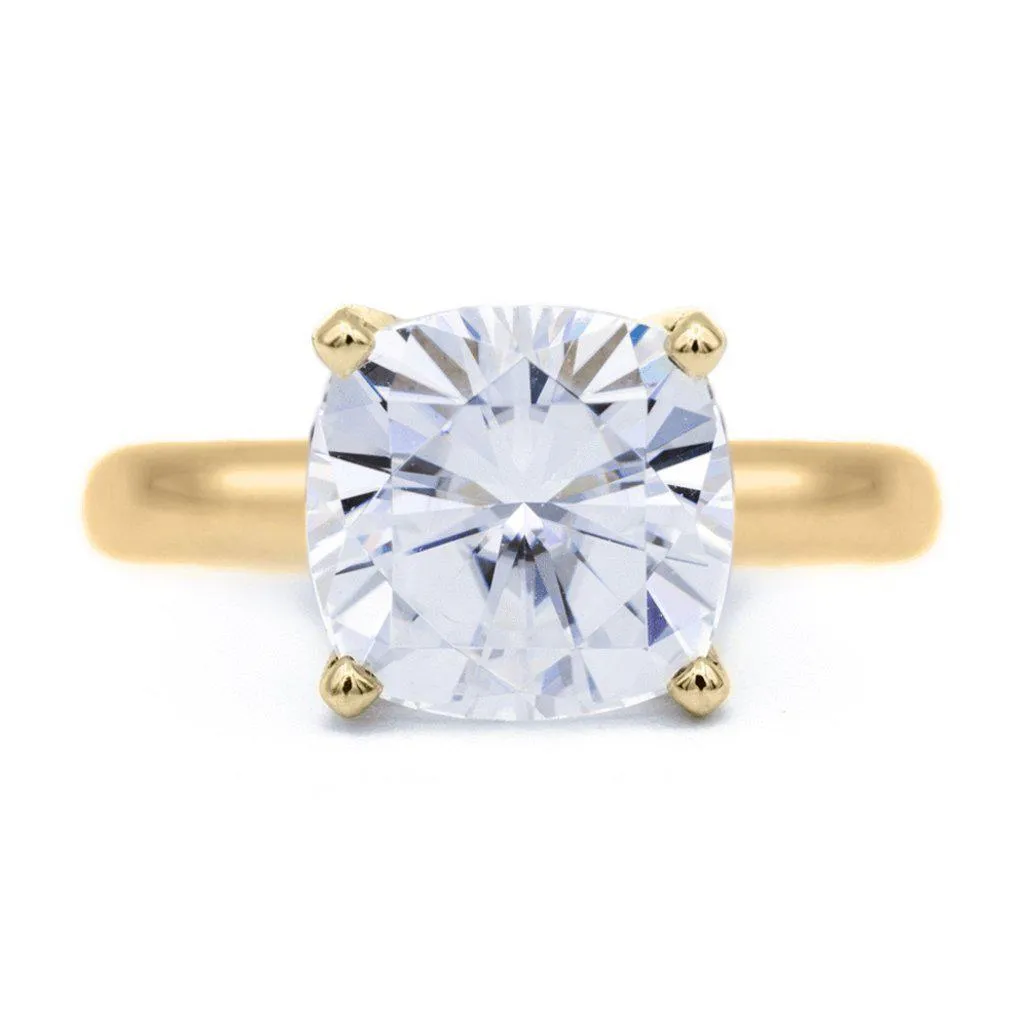 Cushion Moissanite 4 Prongs FANCY Solitaire Ring