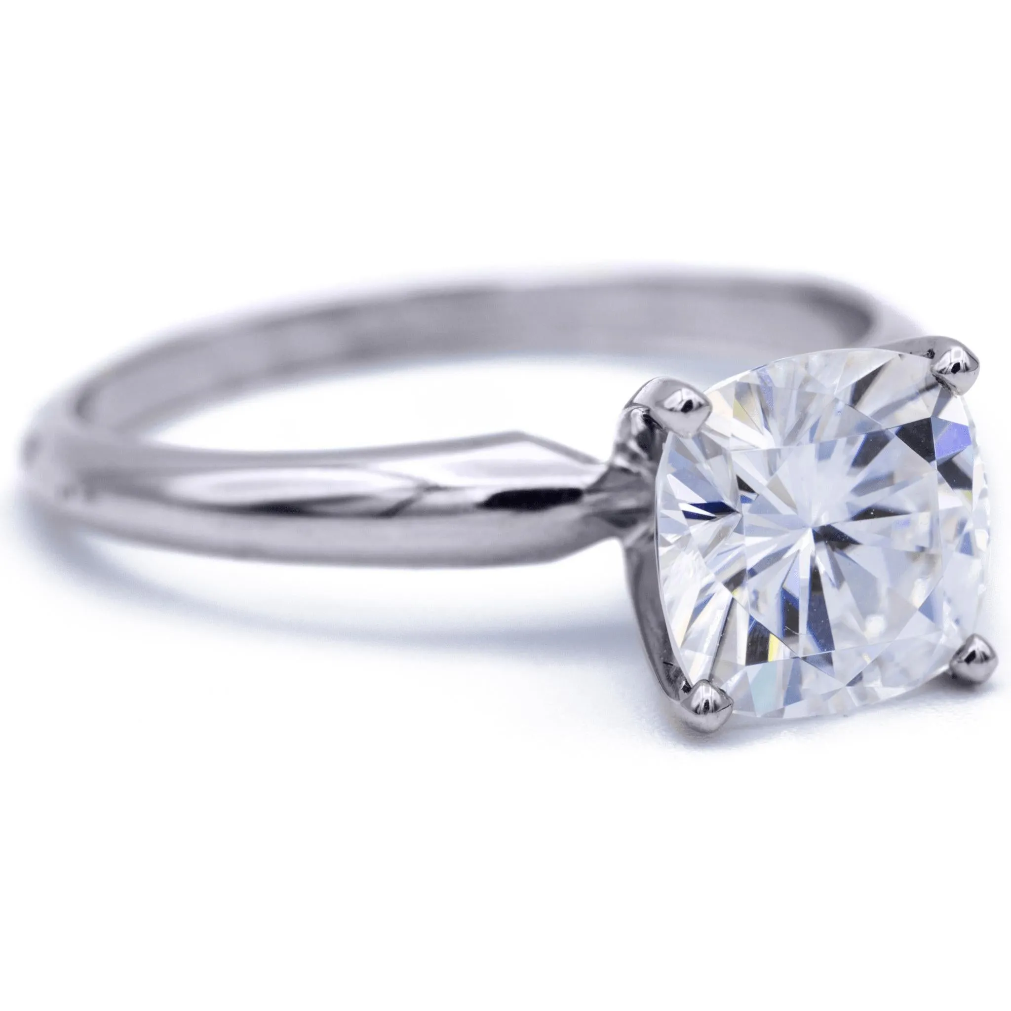 Cushion Moissanite 4 Prongs FANCY Solitaire Ring