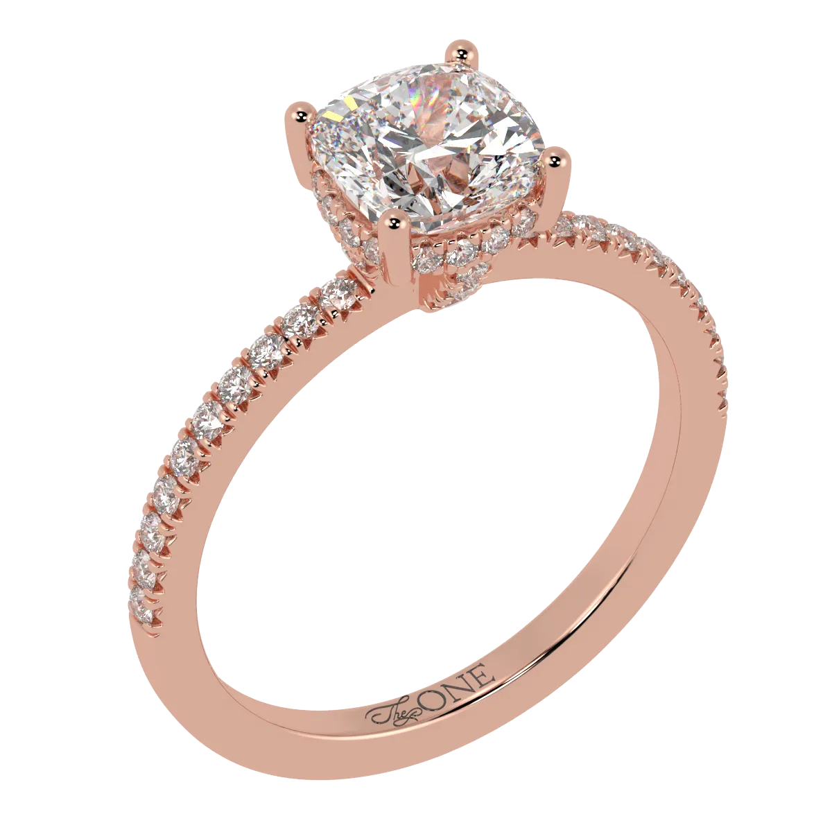 Cushion Pavé Hidden Halo Engagement Ring