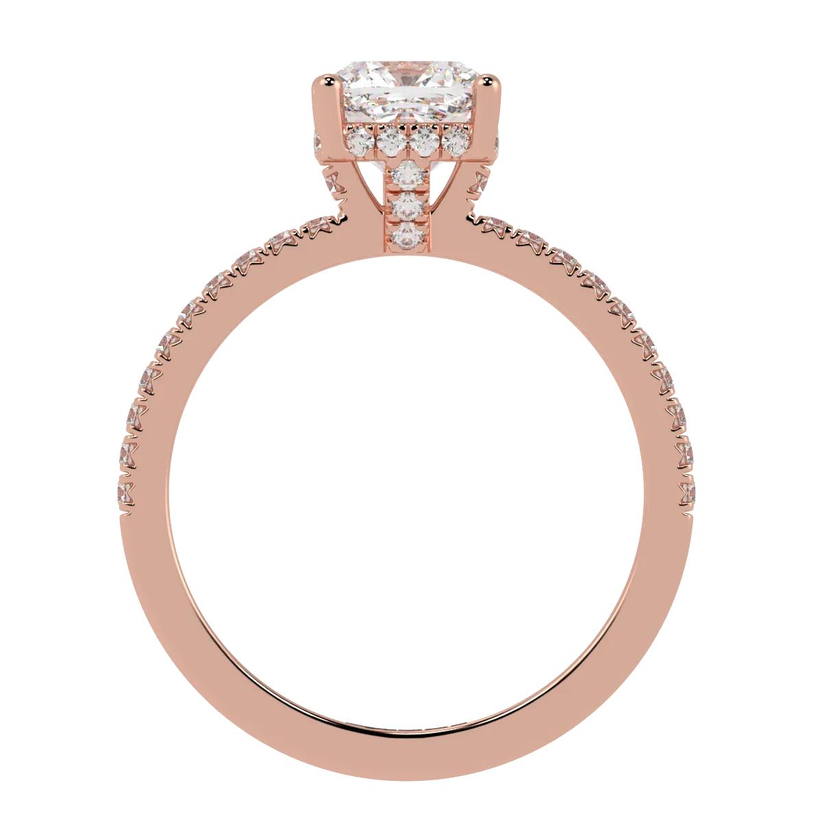 Cushion Pavé Hidden Halo Engagement Ring