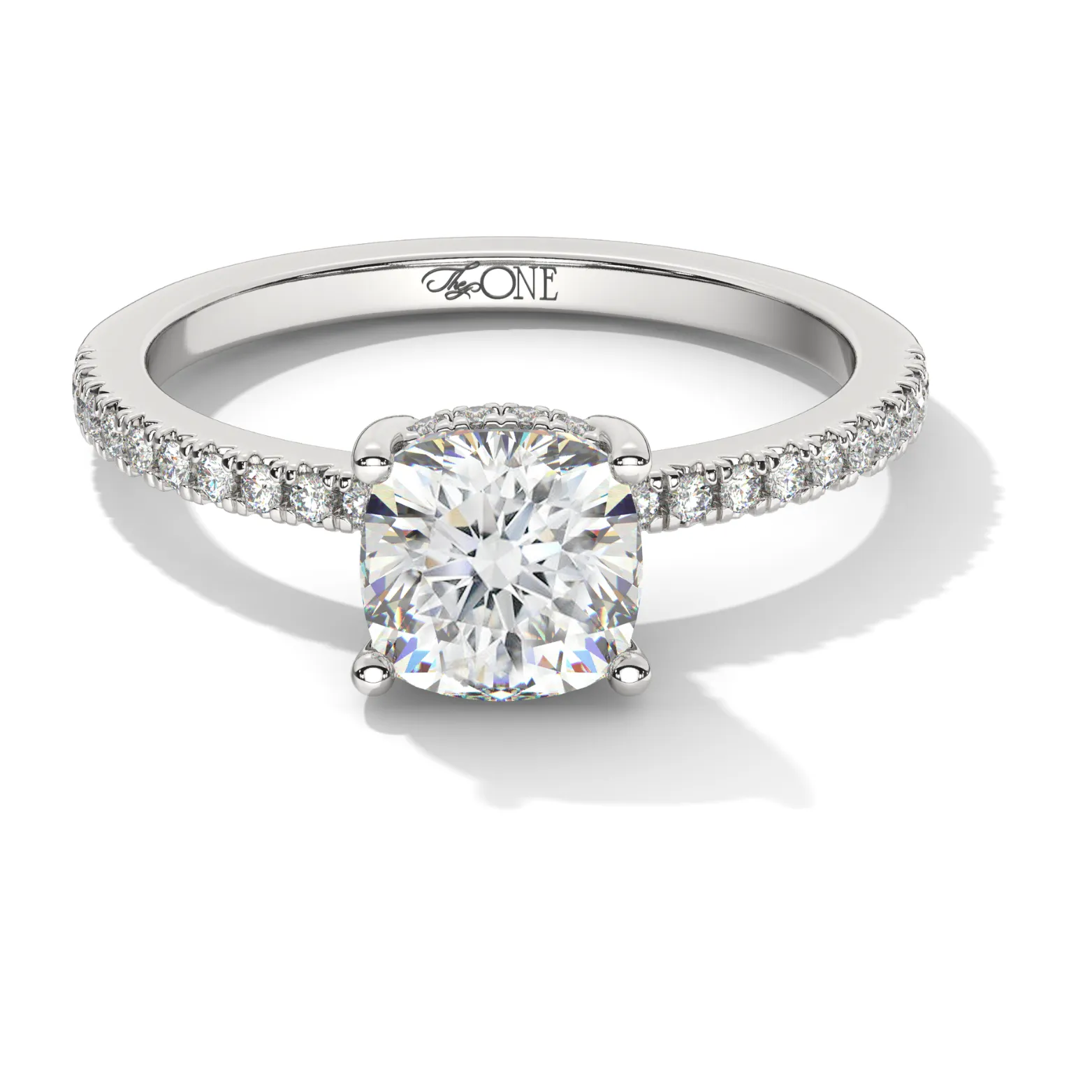 Cushion Pavé Hidden Halo Engagement Ring