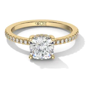 Cushion Pavé Hidden Halo Engagement Ring