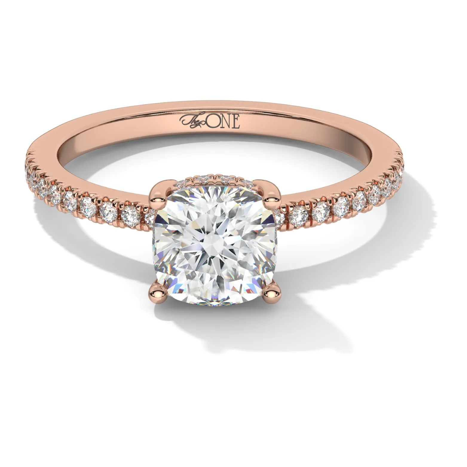 Cushion Pavé Hidden Halo Engagement Ring