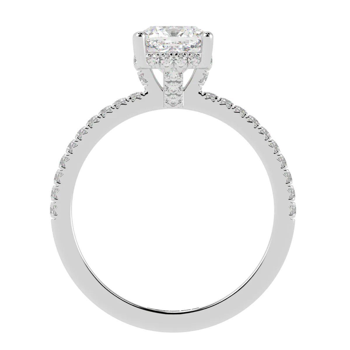 Cushion Pavé Hidden Halo Engagement Ring