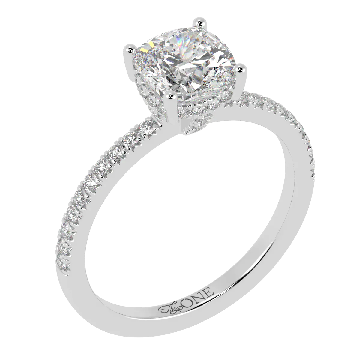 Cushion Pavé Hidden Halo Engagement Ring