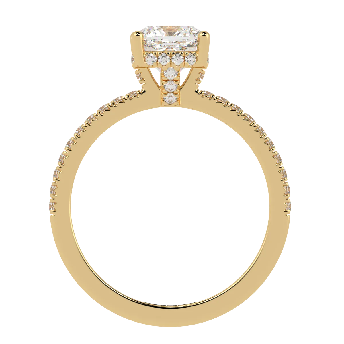 Cushion Pavé Hidden Halo Engagement Ring