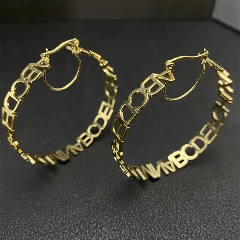Custom Letter Circle Earrings