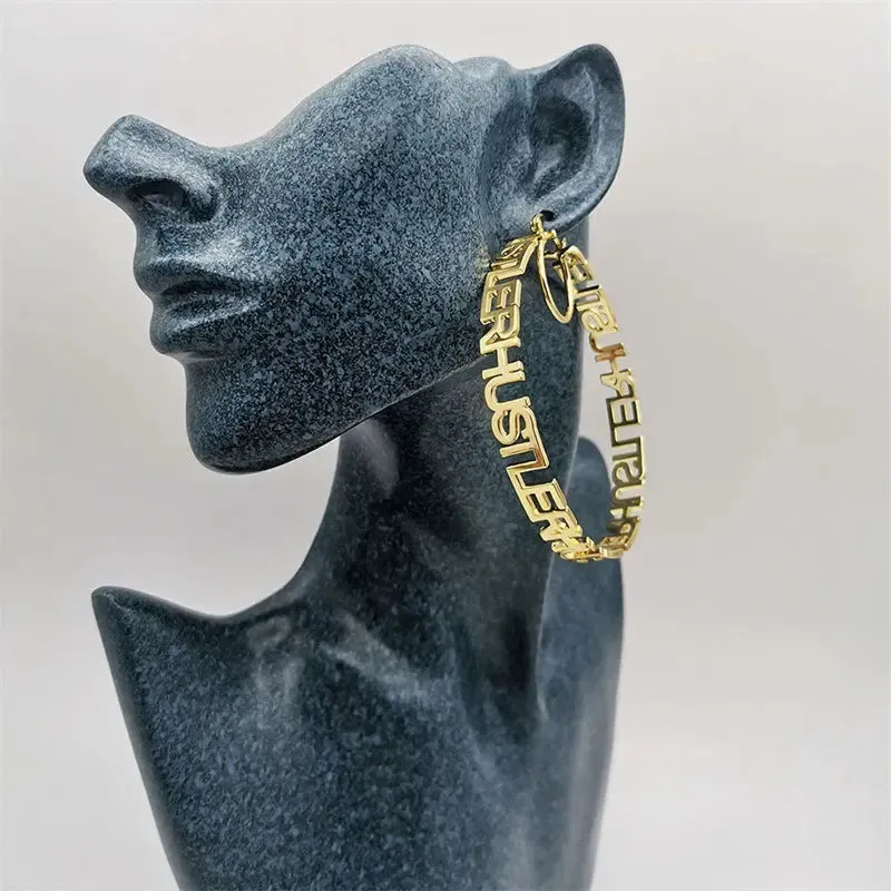 Custom Letter Circle Earrings