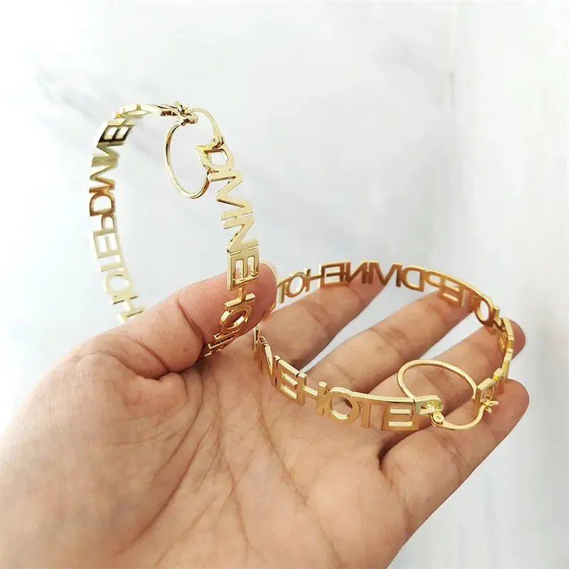 Custom Letter Circle Earrings