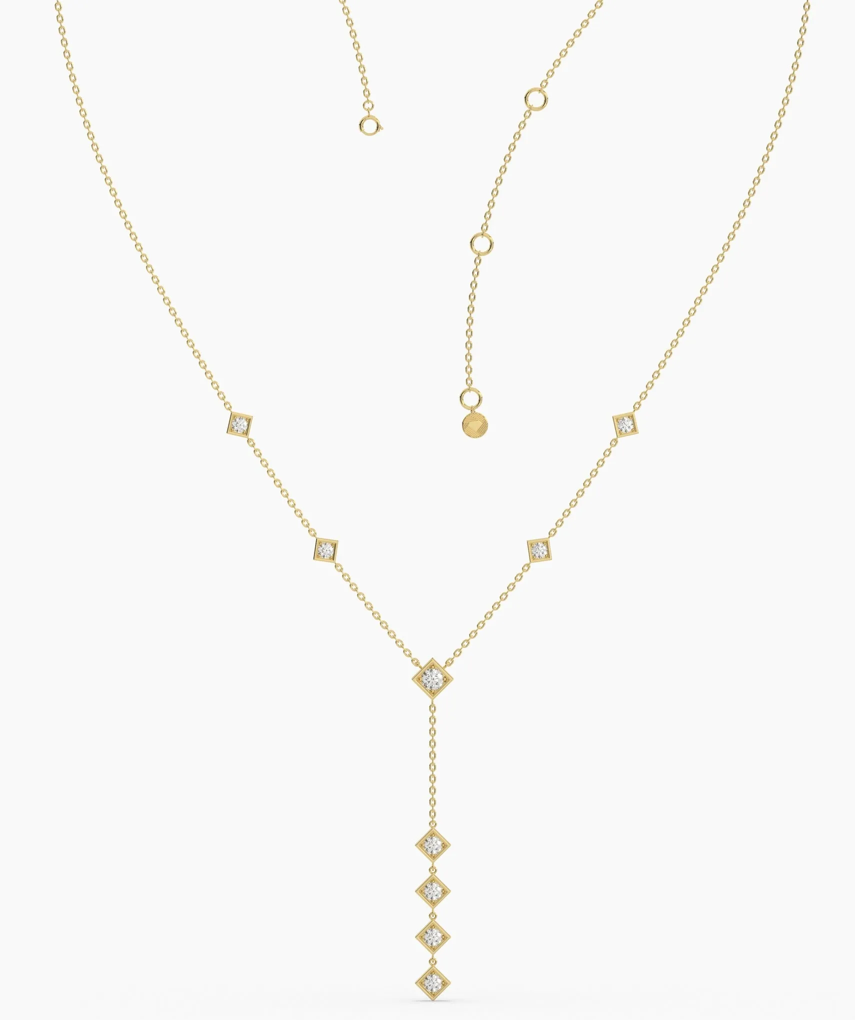 Dainty Diamond Y Drop Necklace